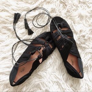 Alaia Silk & Leather Lace-up Sandal